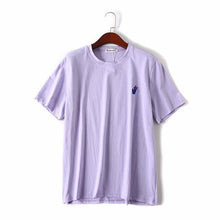 Load image into Gallery viewer, plus size cotton embroidery women loose Lavender tshirts 2020 new summer casual ladies soft t shirts female tops t-shirts
